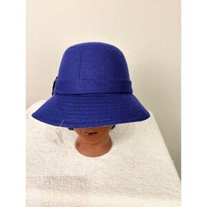 Royal Blue Felt Cloche Hat Women's Vintage Style Winter Fashion Accessory